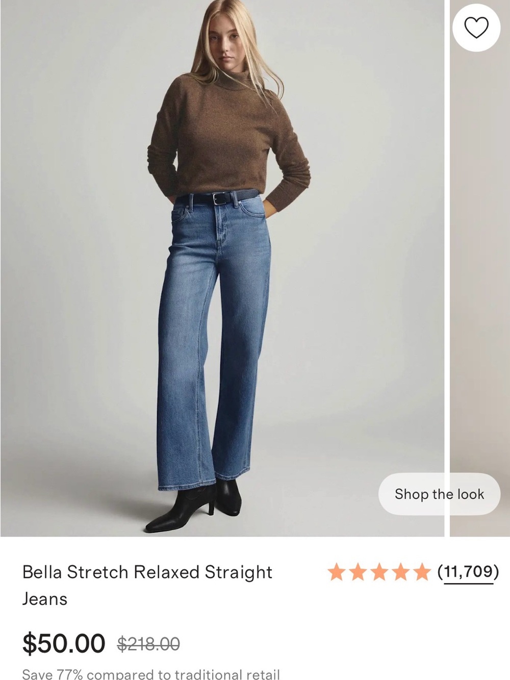 Quince Bella Stretch Relaxed Straight Jeans - Medium Blue